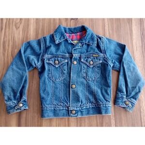 OshKosh B'Gosh Flannel lined Kids denim jacket No Size Tag - See measurements